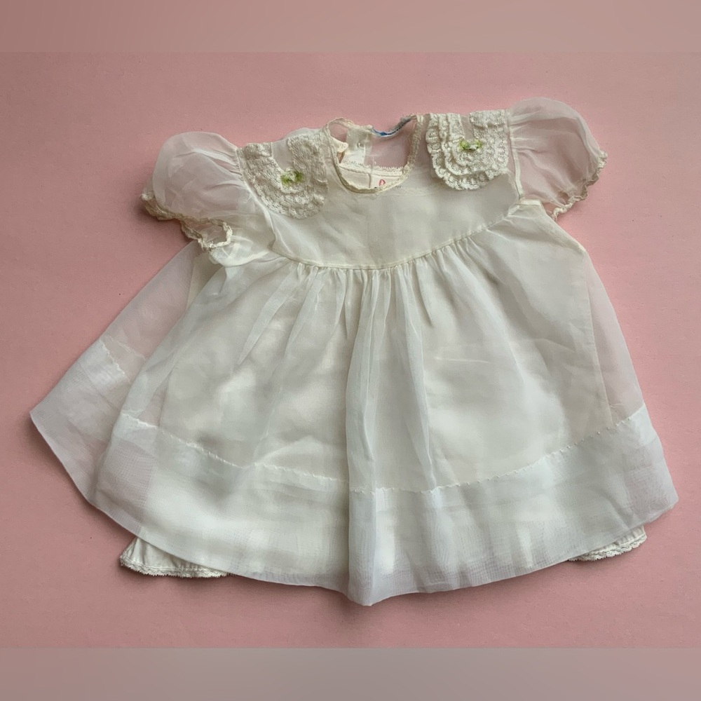 Vintage White Baby Dress with Lace Details